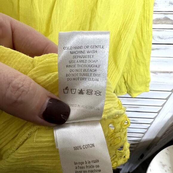 SEAFOLLY AUSTRALIA Women's Cotton Embroidered Tunic Coverup Top Yellow Medium - Picture 11 of 12